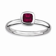 Sterling Silver Cushion Cut Rhodolite Garnet Ring