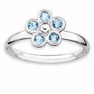 Sterling Silver Blue Topaz Flower Ring