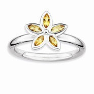 Sterling Silver Citrine Flower Ring