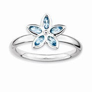 Sterling Silver Blue Topaz Flower Ring