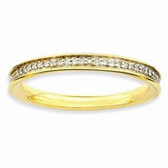 Sterling Silver & Diamonds Gold-plated Ring