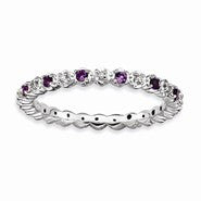 Sterling Silver Amethyst & Diamond Ring