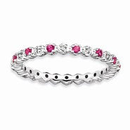 Sterling Silver Ruby & Diamond Ring