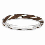 Sterling Silver Twisted Brown Enameled Ring