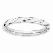 Sterling Silver Twisted White Enameled Ring