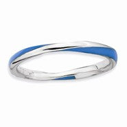 Sterling Silver Twisted Blue Enameled Ring