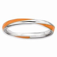 Sterling Silver Twisted Orange Enameled Ring