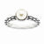 Sterling Silver Polished Patterned White Pearl Ring