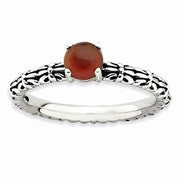 Sterling Silver Antiqued Red Agate Ring