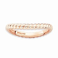 18K Rose Gold Plated Sterling Silver Polished Wave Ring