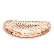 18K Rose Gold Plated Sterling Silver Polished Wave Ring