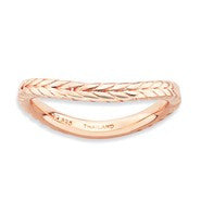 18K Rose Gold Plated Sterling Silver Polished Wave Ring