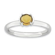 Sterling Silver Citrine Rhodium-plated Ring