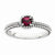 Sterling Silver Checker-cut Created Ruby Antiqued Ring