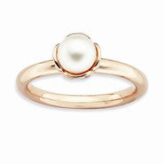 Sterling Silver White Pearl Pink-plated Ring