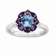 Sterling Silver Amethyst and Blue Topaz Ring