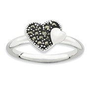 Sterling Silver Marcasite Heart Ring