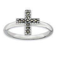 Sterling Silver Marcasite Cross Ring