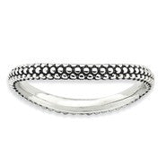 Sterling Silver Polished Antiqued Wave Ring