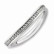 Sterling Silver & Diamonds Rhodium-plated Wave Ring