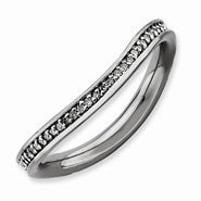 Sterling Silver & Diamonds Black-plated Wave Ring