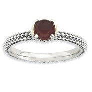 Sterling Silver & 14k Yellow Gold Red Agate Antiqued Ring