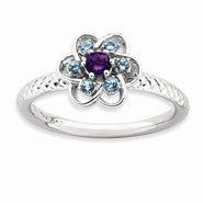 Sterling Silver Amethyst & Blue Topaz Stackable Ring