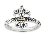 Sterling Silver & 14k Yellow Gold Antiqued Ring