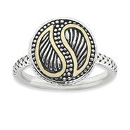 Sterling Silver & 14k Antiqued Ring