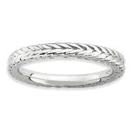 Sterling Silver Rhodium-plated Domed Ring