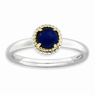 Sterling Silver & 14k Yellow Gold Lapis Polished Ring