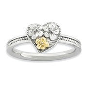 Sterling Silver & 14k Diamond Heart Ring