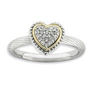 Sterling Silver & 14k Diamond Heart Ring