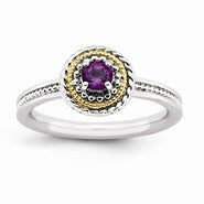 Sterling Silver & 14k Gold Amethyst Ring