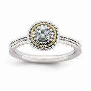 Sterling Silver & 14k Yellow Gold Aquamarine Ring