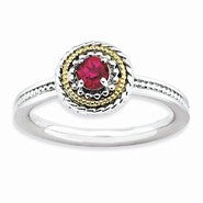 Sterling Silver & 14k Yellow Gold Ruby Ring