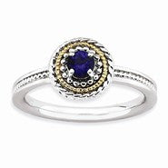 Sterling Silver & 14k Yellow Gold Sapphire Ring