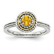 Sterling Silver & 14k Yellow Gold Citrine Ring