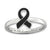 Sterling Silver Black Enameled Awareness Ribbon Ring