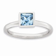 Sterling Silver Square March Swarovski Ring