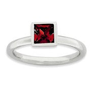 Sterling Silver Square July Swarovski Ring