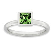 Sterling Silver Square August Swarovski Ring