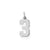 Small Polished Number 3 Charm in Sterling Silver