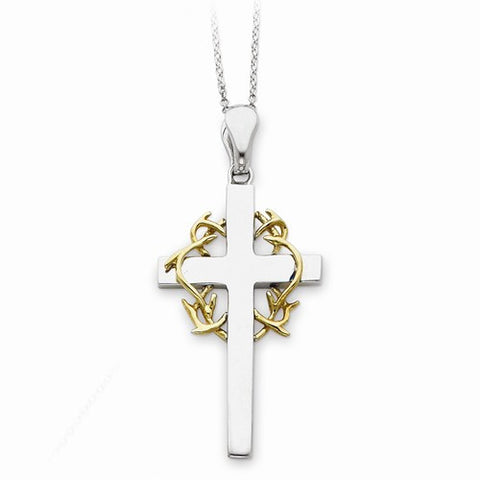 Sterling Silver & Gold-Plated No Greater Love Cross Necklace