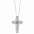 Sterling Silver Feb CZ Birthstone Message Of The CrossNecklace