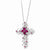 Sterling Silver July CZ Birthstone Message Of The CrossNecklace