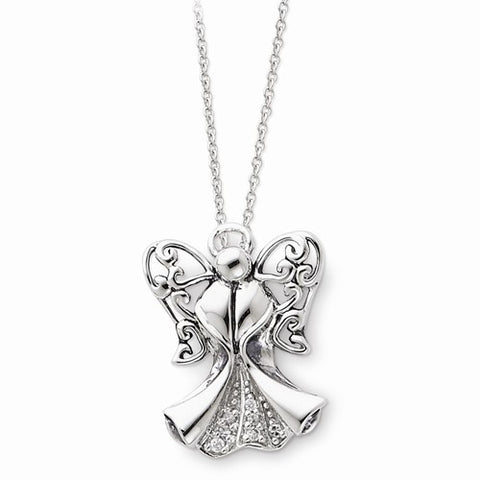 Sterling Silver Antiqued Angel Of Strength Necklace