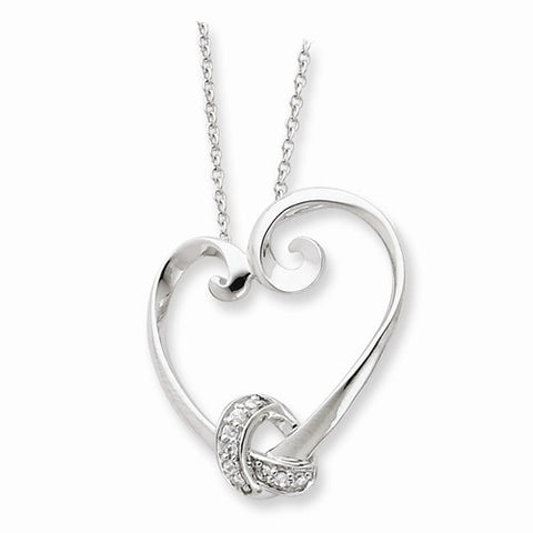 Sterling Silver & CZ Loveknots Heart Necklace