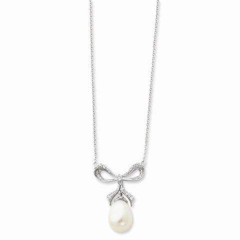 Sterling Silver Cultured Pearl & CZ The Gift Necklace