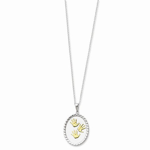 Sterling Silver & Gold-Plated Hand Prints Necklace